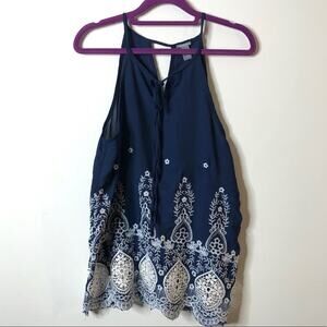 Charlotte Russe blue embroidered Tank Top size S